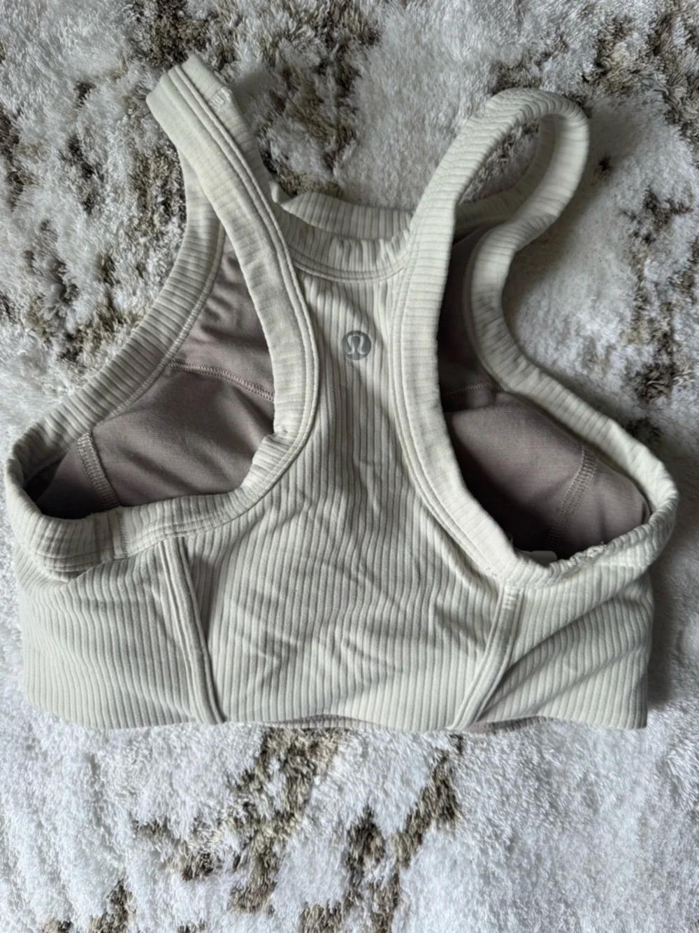 Ribbed High-Neck Crop Bralette in Cream - Picture 3 of 3